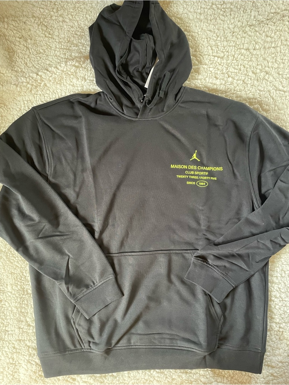 Jordan Black Hoodie with Neon Yellow Logo